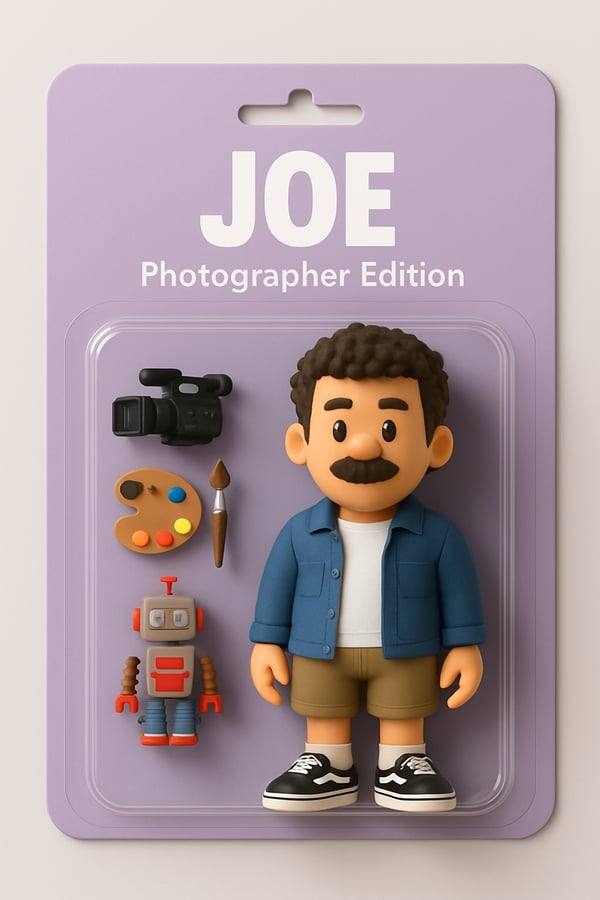 GPT Action Figure standing on plastic skyscraper